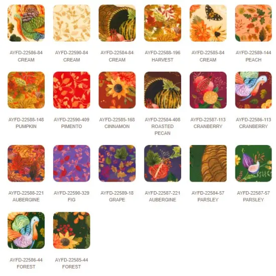 Thankful 10" Square Pack (Layer Cake / Ten Square) by Victoria Nelson for Robert Kaufman (TEN-1330-42) {2}