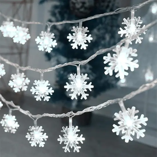 Christmas Lights - 20 Ft 40 LED Snowflake String Lights (Snowflake-White) {1}