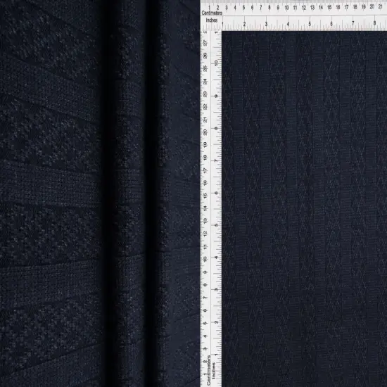 1 Yard Sweater Pointelle Jacquard Fabric Stretch Rayon Nylon Polyester Spandex 58/59 Inches Wide BLACK {5}