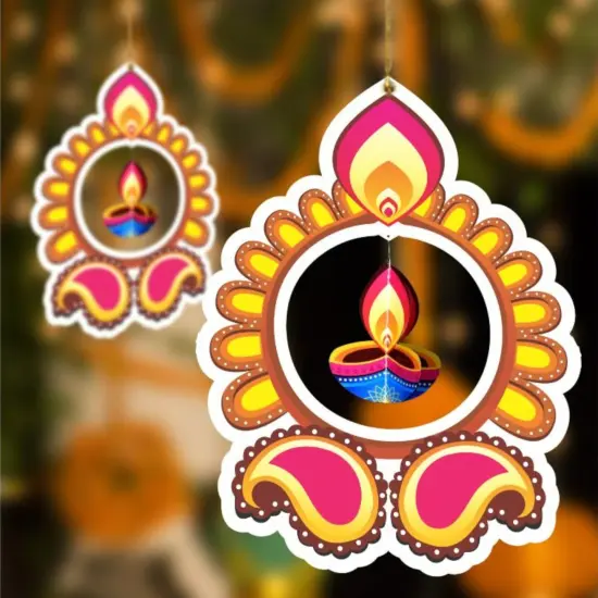 5ct Paper Hanging Rangoli Deepak for Diwali Decoration, Diwali Decor, Diwali Decorations, Diwali Party, Deepawali Hanging, Diwali Garland {3}