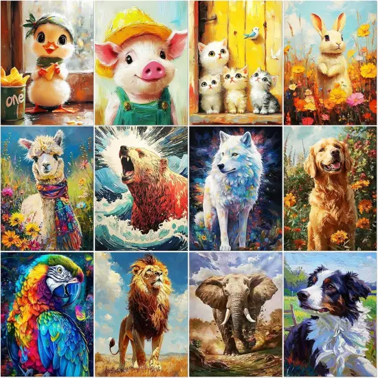 12 Pack Animal Diamond Painting Kits {1}