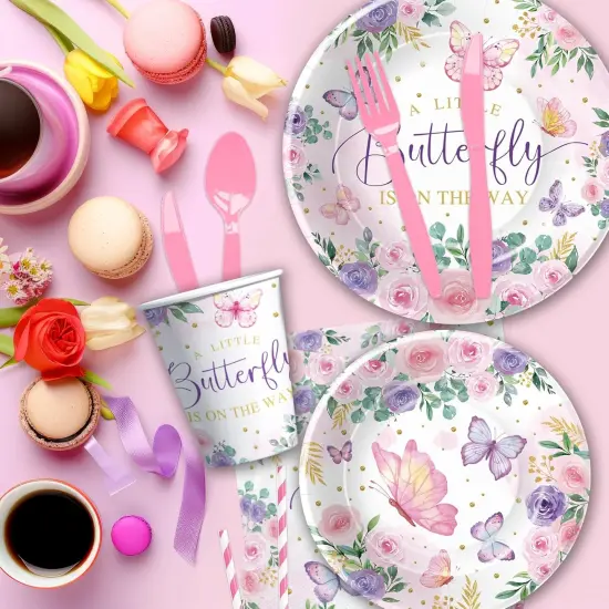Butterfly Baby Girl Decorations Tableware {2}