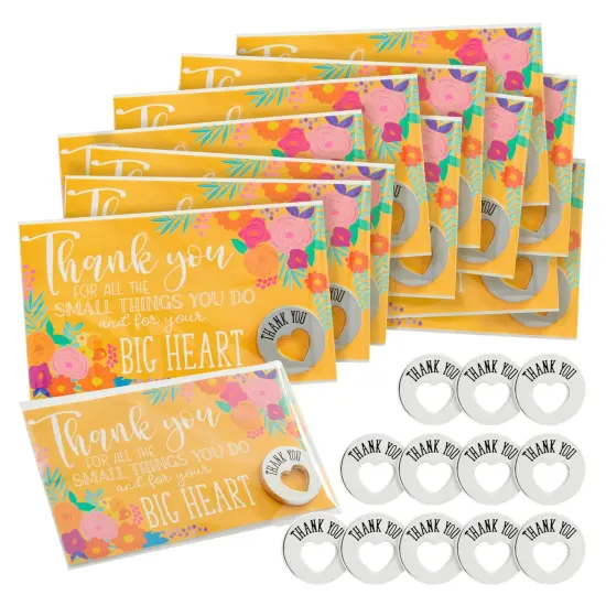 Set of 12 Tokens of Appreciation for Employees with Floral Thank You Cards Combo for Staff Work Gifts (0.75" Diameter) {1}