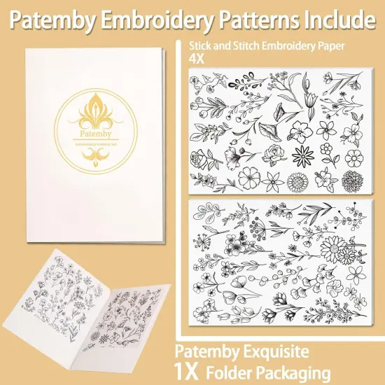 100Pcs Water Soluble Embroidery Stabilizers, Stick and Stitch (Flower, Pack of 2) {2}