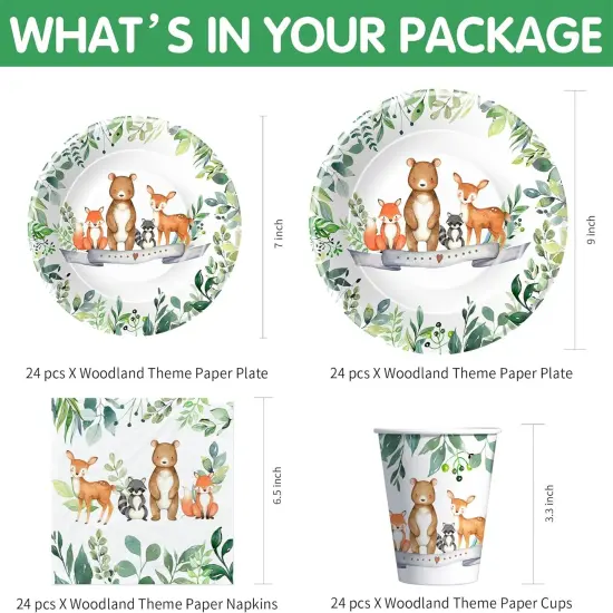 Serve 24-Woodland Baby Shower Decorations Tableware Boy {2}