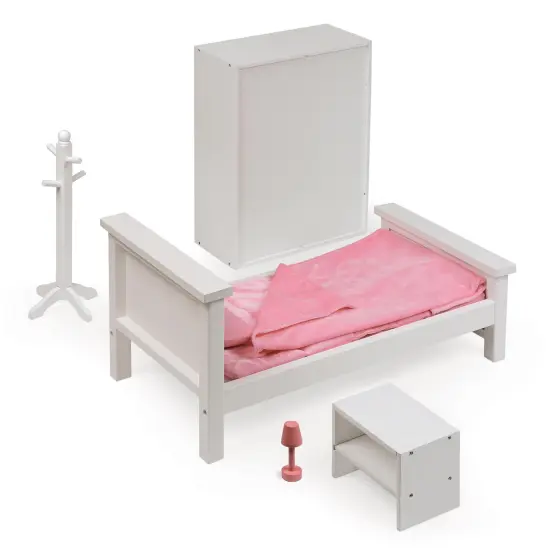 Badger Basket Bedroom Furniture Set for 18 inch Dolls - White/Pink {5}