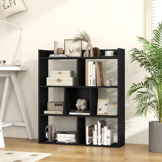 7 Cubes Open-back Bookshelf with Anti-Toppling Devices-Natural {2}