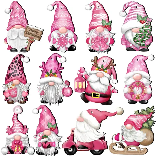 JOPHMO Christmas Wooden Hanging Ornaments, Wood Hanging Decor for Christmas Tree Decoration Gnome Santa Doll Wooden Hanging Craft Gnome Elf Party Supplies (Xmas-Gnomes-D) {1}