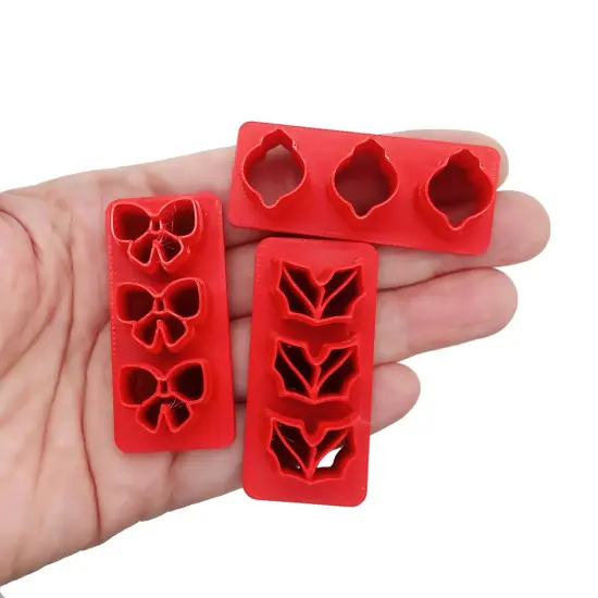 Christmas Clay Cutters, 3 pc, Mini Bow Ornament & Holly Multi Cutters, Adorabilities {1}