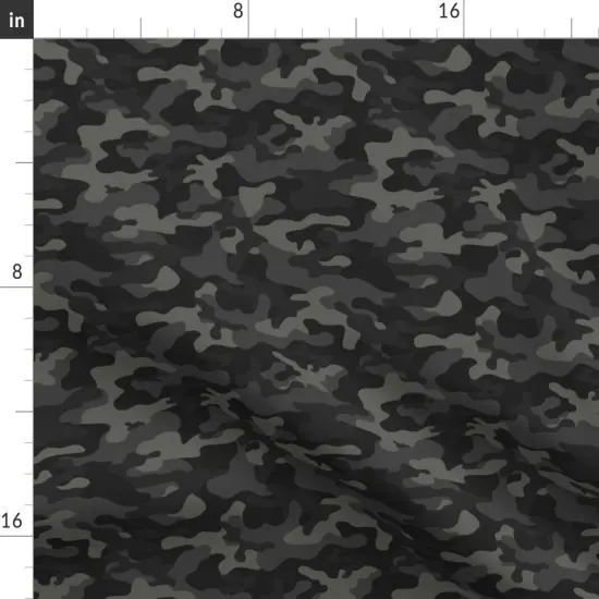 Various Fabrics by the Yard or Fat Quarter Camo Black Gray Camouflage Athletic Custom Printed Fabric by Spoonflower {2}