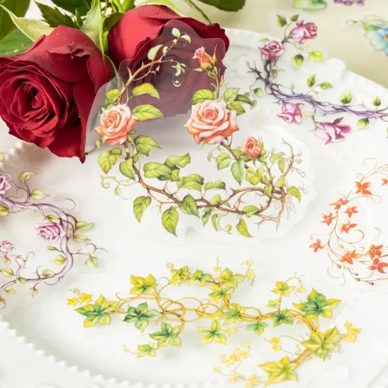 Floral Vine PET Stickers, 120 Pcs Large Botanical Ephemera {3}