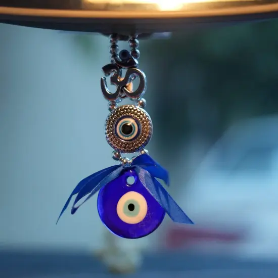 Evil Eye Hanging Decoration Om Design Evil Eye Decor for Living Room Bedroom Office Car Hanging Turkish Nazar Amulet Door Wall Hanging Ornament for Good Luck Pendant Charm Gift (6 Inch) {2}