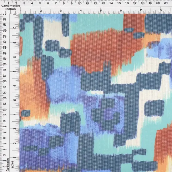 1 Yard Digital Abstract Mesh Knit Fabric, 54&Prime; Wide Polyester Spandex Blend BROWN/MULTI {4}