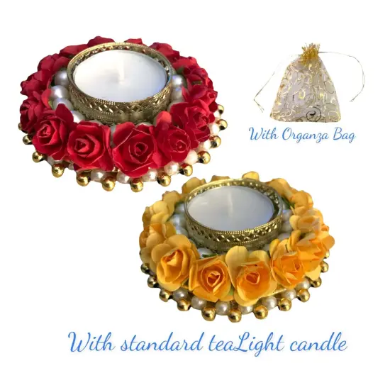 Rose Candle Holder Tealight Candle Holder &ndash; Festive T-light Stand for Diwali, Christmas, Hanukkah, Thanksgiving, Housewarming & Home Decor Centerpiece & Dining Table {3}