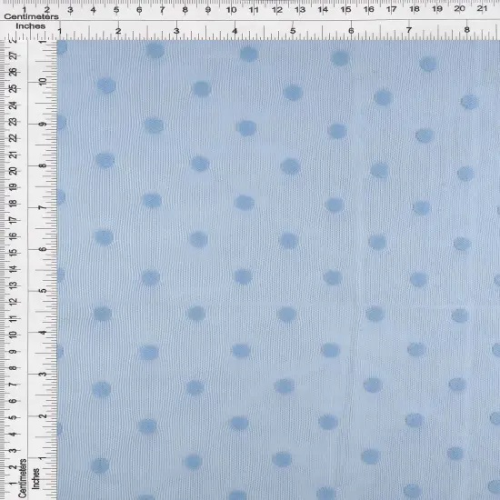 1 Yard Polka Dot Lace Mesh Solid Fabric, 58/60&Prime; Wide Nylon Spandex Blend BLUE {5}