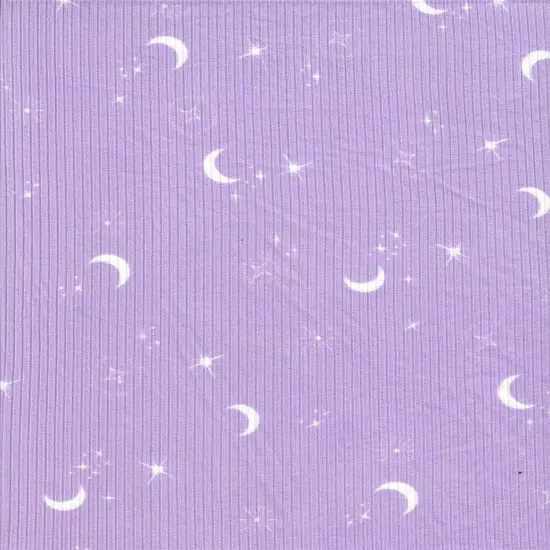 1 Yard Polyester Spandex Yummy Rib Knit Fabric Star Moon Print Soft Stretch 58/60" Width TERRACOTTA {2}