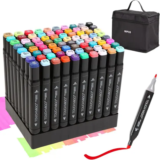 80 Colors Dual Tips Art Markers Set {1}