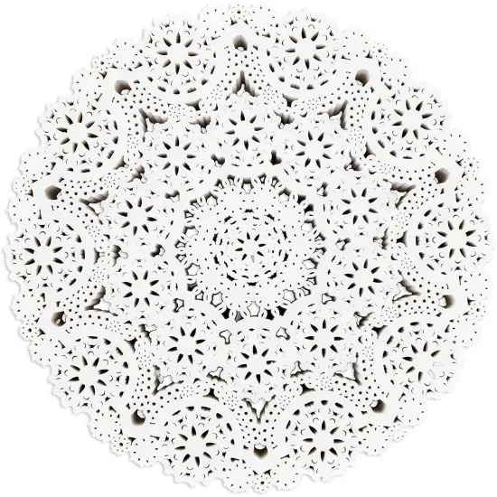 300 Pack Round Paper Doilies, 10 inches Round Medallions Lace Placemats for Crafts & Wedding White {1}