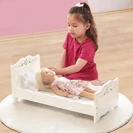 Badger Basket 18-inch Doll with Bed, Bedding Set and Free Personalization Kit - White/Rose {2}