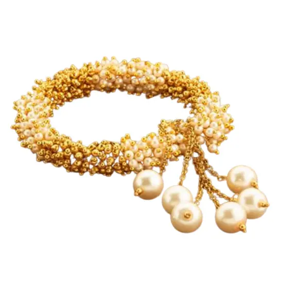 Antique Adjustable Bracelet with Gold Plating Bangle Bracelets for Women Gold and Pearl Bracelet Indian Jewellary Indian Favor or Mothers Day Valentines Anniversary Birthday Gifts {5}