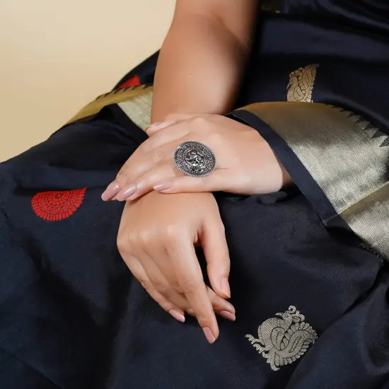 Ganesha Classic Ring with Oxidised Plating Women Rings Open Wrap Finger Rings Adjustable Indian Bollywood Jewelry Antique Vintage Knuckle Boho Jewelry for Women {5}