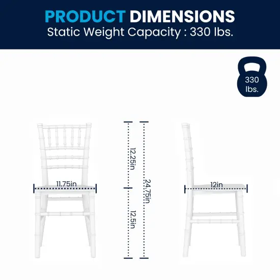 Emma and Oliver Child&rsquo;s All Occasion Resin Chiavari Chair for Home or Home Based Rental Business White {4}