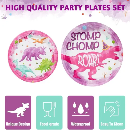 64 PCS Dinosaur Baby Shower Tableware Set {3}