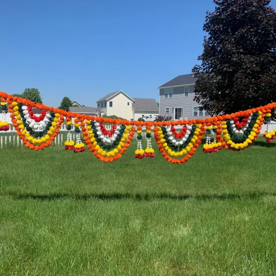 9.6 Feet Jumbo Marigold Jasmine Door Toran Hanging Valance Marygold Festival Garland Puja Diwali Decoration Day of the Dead Dia De Los Muertos Ofrenda Mexican Fiesta Halloween Decor {5}