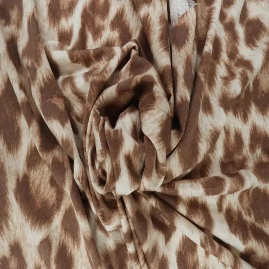 1 Yard French Terry Animal Print Knit Fabric 58/60&Prime; Wide Polyester Rayon Spandex Blend CREAM ASH {6}