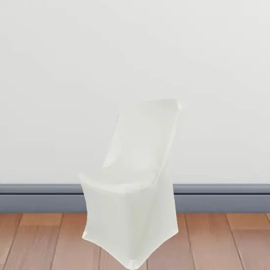 1 Piece Ivory Stretch Slipcover for Lifetime Folding Chair Elegant Spandex Design {4}