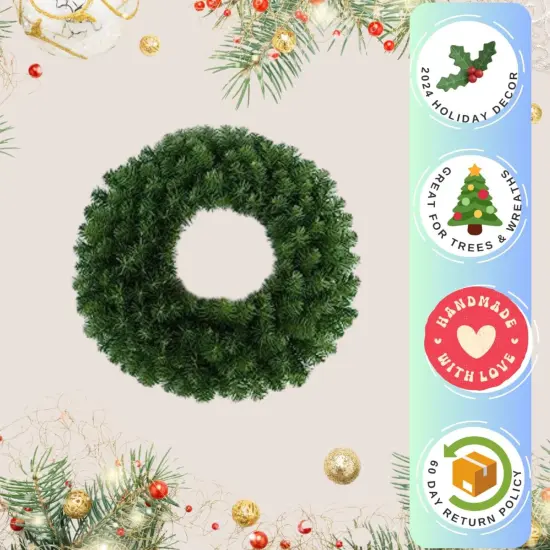 20" Northern Spruce Wreath with 200 Tips - Set of 6, Lush Holiday Decor, Ideal for Christmas Displays & Arrangements - Perfect for Home, Office - 2024 Christmas Collection, Floral Home by Artificial Flowers {2}