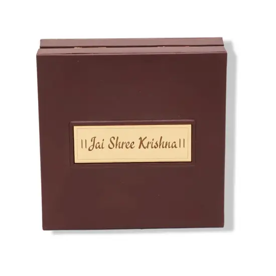 Gold Plated Shri Nath Ji Photo Frame with Charan Paduka for Housewarming Baby Shower Return Gift Worship Pooja Room Decor Hindu God Religious Shreenathji Krishna Prayer Box Momento Gifts {5}