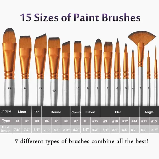 18Pack Oil Paint Brushes Sets Professional Artist Acrylic Brush Kits ( 15 Sizes ) {2}