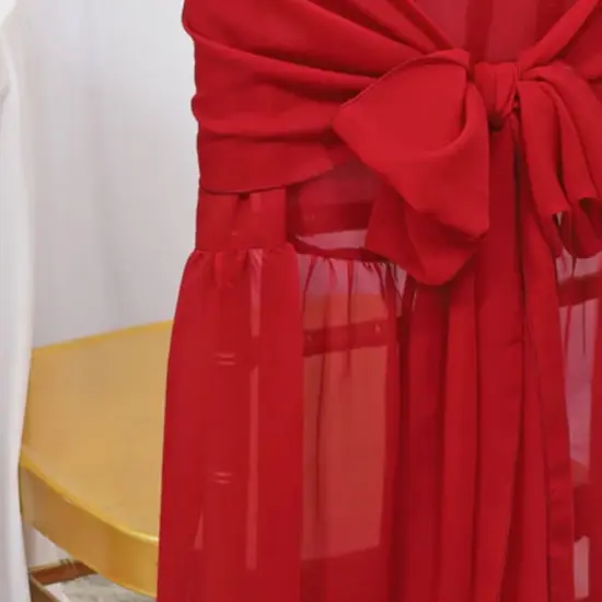 1 Piece Vibrant Apple Red Chiffon Chiavari Chair Cover with Sash Elegant Event Backdrop Accent {5}