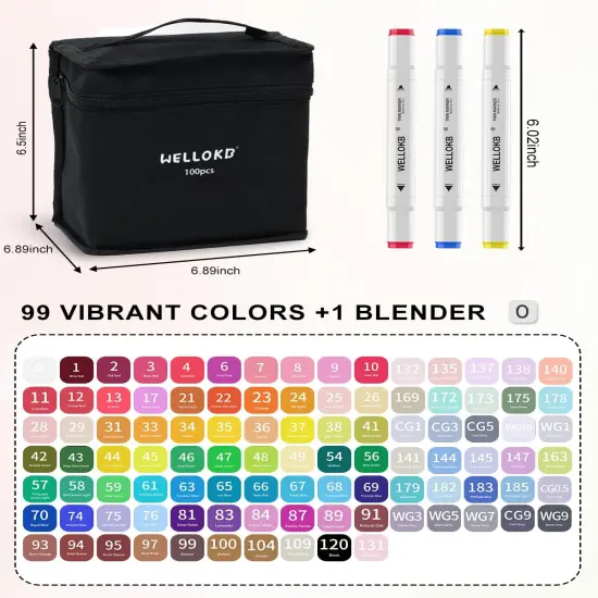 100 Colors Dual Tip Art Markers {5}