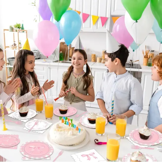 200pcs Pink Bow Party Supplies for Girl {5}