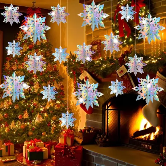 18PCS Christmas Hanging Snowflakes Ornaments Decorations - Iridescent {1}