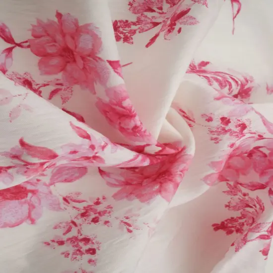 Airflow Floral Print Fabric, Lightweight Viscose Nylon Woven, 57" Wide PINK {3}