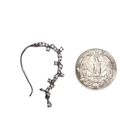 Cz Nose Ring with Rhodium Plating - Western Classic Nosepin Jewelry for Women Indian U-Shape Nose Rings Non-Piercing Nose Pin Septum Pressable Antique Silver Bridesmaid Nath Gift for Her {3}