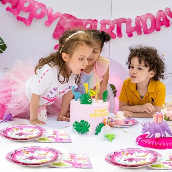 64 PCS Dinosaur Baby Shower Tableware Set {5}