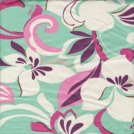 1 Yard Satin Pucci Floral Print Fabric, 57/58&Prime; Wide 100% Polyester BLUE {2}