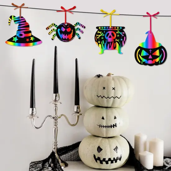 60 PCS Scratch Paper Art Magic Halloween Crafts for Kids {3}