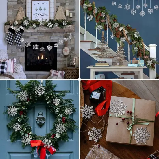 36pcs Christmas Silver Snowflake Ornaments {5}