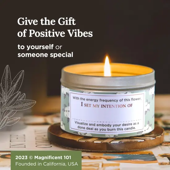 Magnificent 101 Long Lasting Flower Tin Candles with Gardenia Scented | 6 Oz - 35 Hour Burn | Made of Natural Soy Wax for Manifestation, Purification, Chakra Healing & House Energy Cleansing Multicolor {6}
