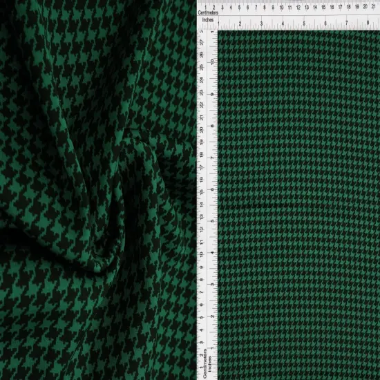 1 Yard Bubble Satin Houndstooth Print Fabric, 58/59&Prime; Wide 97% Polyester, 3% Spandex HUNTER {1}