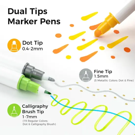 Journal Pens 24 Colors Dot Markers Dual Tips {4}