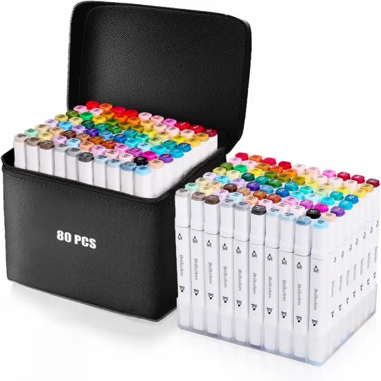 80 Colors Alcohol Markers with Base - Refillable {1}