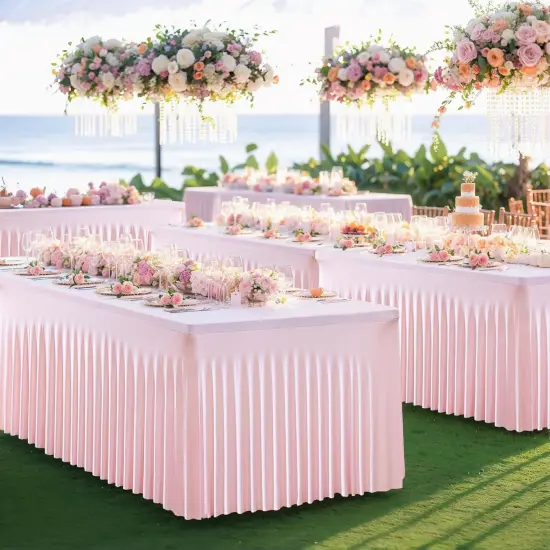 Pink Table Skirt for Rectangle Tables {2}