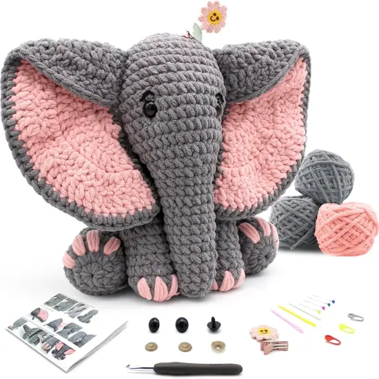 13in Crochet Animal Kit Elephant {1}