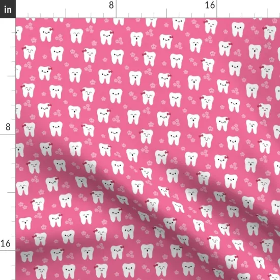Various Fabrics by the Yard or Fat Quarter Happy Teeth Flowers Tooth Dental Dentist Cute Kawaii Custom Printed Fabric by Spoonflower {2}